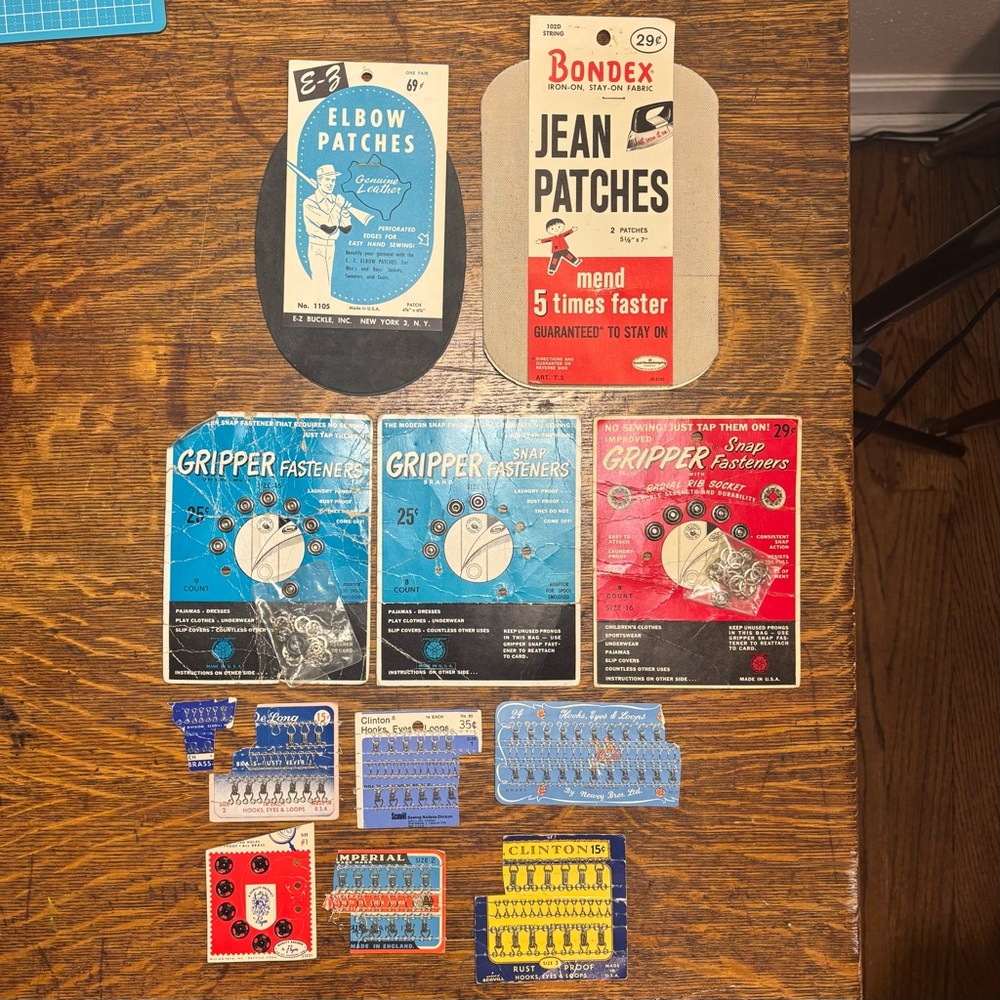 Vintage Sewing Patches and Fasteners Collection